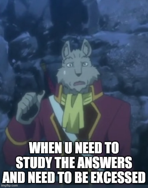 holdem | WHEN U NEED TO STUDY THE ANSWERS AND NEED TO BE EXCESSED | image tagged in furry,furries,the furry fandom | made w/ Imgflip meme maker