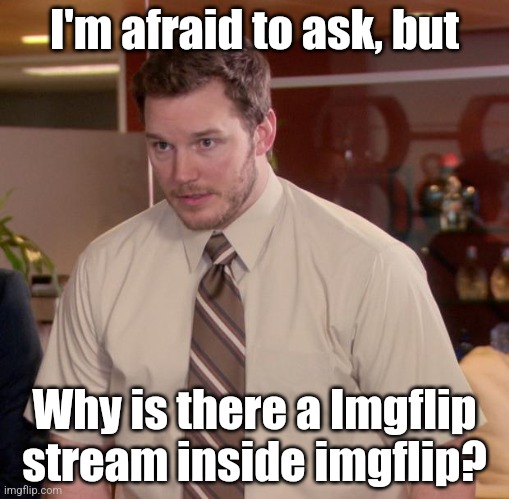 Afraid To Ask Andy | I'm afraid to ask, but; Why is there a Imgflip stream inside imgflip? | image tagged in memes,afraid to ask andy | made w/ Imgflip meme maker