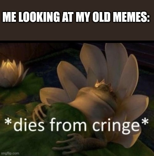 Dies from cringe | ME LOOKING AT MY OLD MEMES: | image tagged in dies from cringe | made w/ Imgflip meme maker