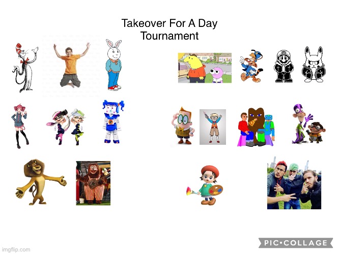 16 Fighters 1 Takeover this is TAKEOVER FOR A DAY | image tagged in takeover for a day,tfad,tournament | made w/ Imgflip meme maker