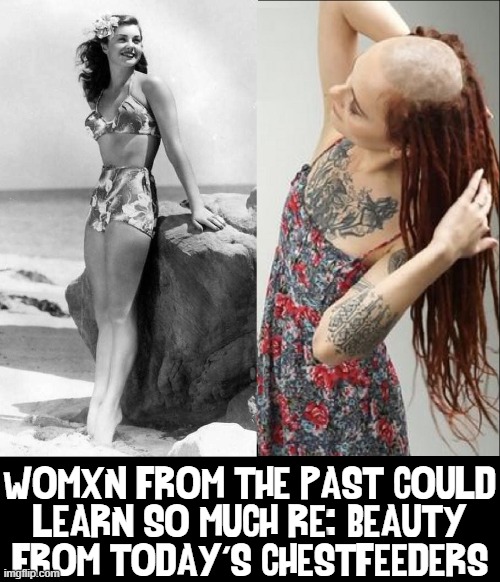 It Doesn't Take RuPaul to tell you who's Lovelier | WOMXN FROM THE PAST COULD
LEARN SO MUCH RE:  BEAUTY
FROM TODAY'S CHESTFEEDERS; : | image tagged in vince vance,memes,beauty,shaved head,bald,women | made w/ Imgflip meme maker