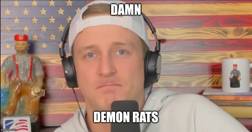 TYLER ZED FROWN | DAMN DEMON RATS | image tagged in tyler zed frown | made w/ Imgflip meme maker