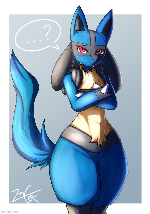 By knoxisnotdead | image tagged in femboy,cute,adorable,pokemon,lucario,thicc | made w/ Imgflip meme maker