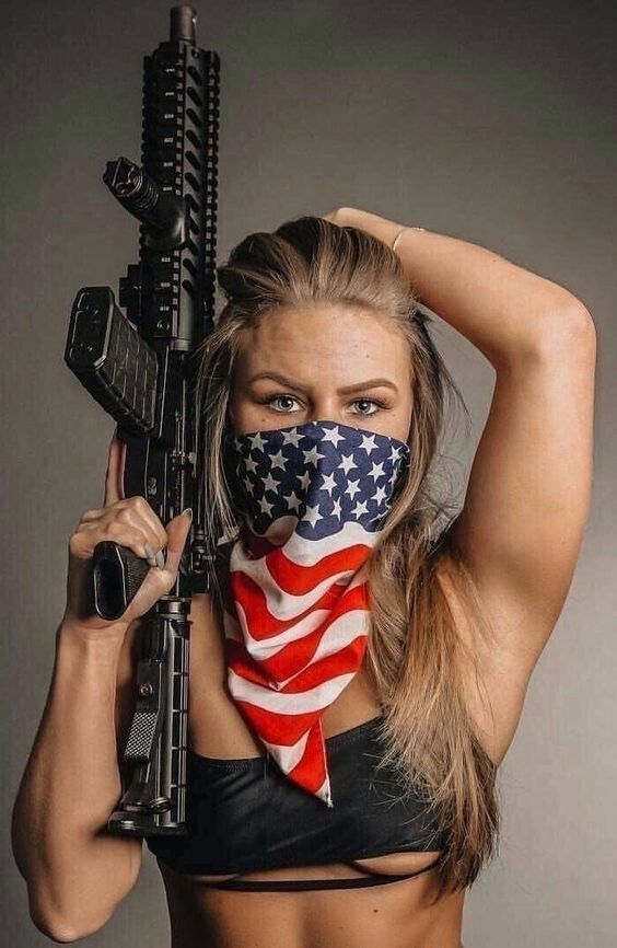 High Quality Sexy Patriotic women gun USA America Blank Meme Template