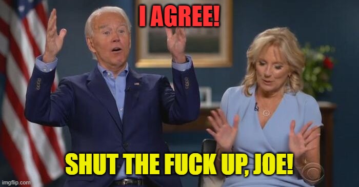 Joe and Jill | I AGREE! SHUT THE FUCK UP, JOE! | image tagged in joe and jill | made w/ Imgflip meme maker