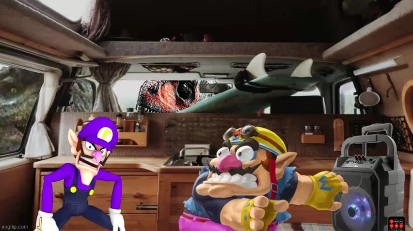 Wario and Waluigi died after rickrolling an Allosaurus and a Carnotaurus in a Caravan.mp3 (Image by Franco salinas d soy autista | image tagged in wario dies,wario,waluigi,jurassic park,jurassic world,dinosaur | made w/ Imgflip meme maker