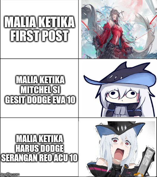 6 panel | MALIA KETIKA FIRST POST; MALIA KETIKA MITCHEL SI GESIT DODGE EVA 10; MALIA KETIKA HARUS DODGE SERANGAN REO ACU 10 | image tagged in 6 panel | made w/ Imgflip meme maker