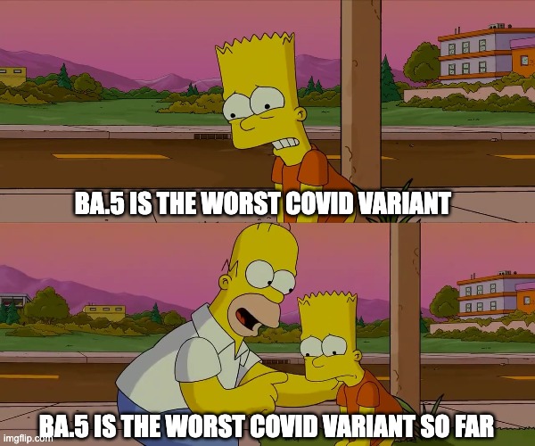 The pandemic is over, right? |  BA.5 IS THE WORST COVID VARIANT; BA.5 IS THE WORST COVID VARIANT SO FAR | image tagged in worst day of my life | made w/ Imgflip meme maker