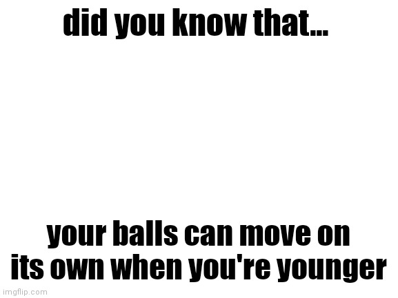 Blank White Template | did you know that... your balls can move on its own when you're younger | image tagged in blank white template | made w/ Imgflip meme maker