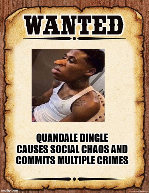 wanted poster | QUANDALE DINGLE
CAUSES SOCIAL CHAOS AND COMMITS MULTIPLE CRIMES | image tagged in wanted poster | made w/ Imgflip meme maker