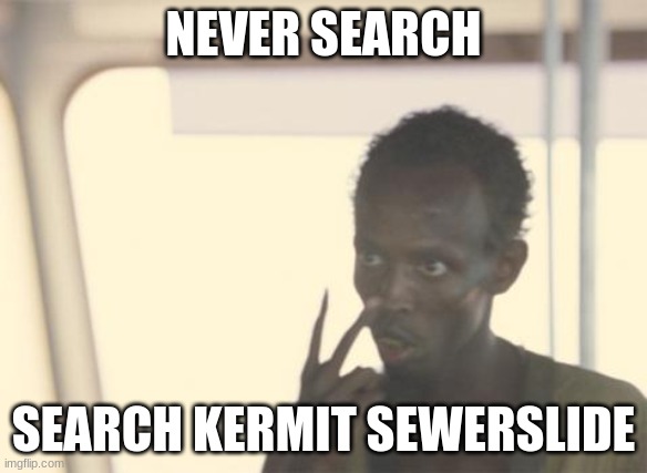 yeah....... | NEVER SEARCH; SEARCH KERMIT SEWERSLIDE | image tagged in memes,i'm the captain now | made w/ Imgflip meme maker