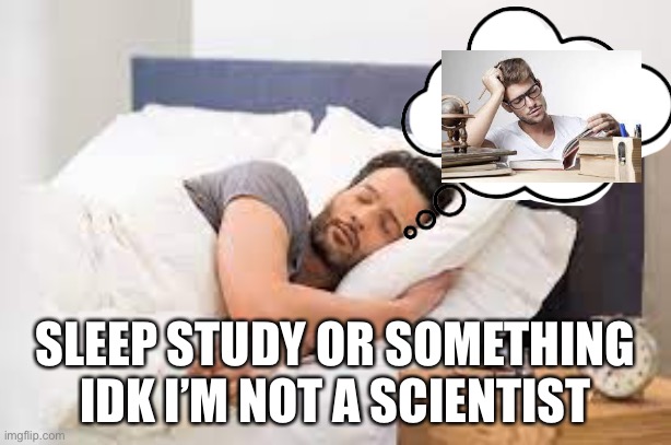 Insert title here | SLEEP STUDY OR SOMETHING IDK I’M NOT A SCIENTIST | image tagged in sleep,study,memes | made w/ Imgflip meme maker