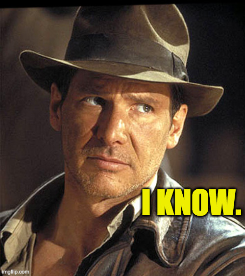 Indiana jones | I KNOW. | image tagged in indiana jones | made w/ Imgflip meme maker