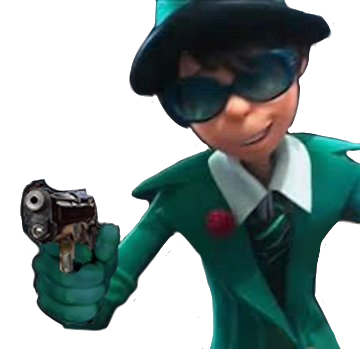 Sexy Green Suit Man with gun Blank Meme Template