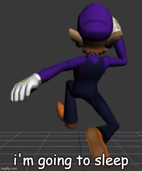 Waluigi Running | i'm going to sleep | image tagged in waluigi running | made w/ Imgflip meme maker