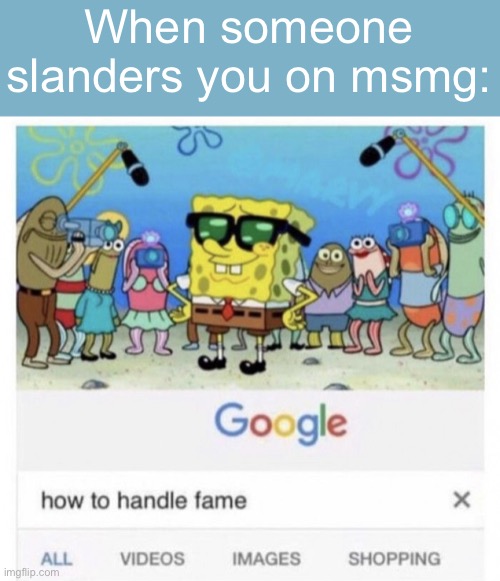 How to handle fame | When someone slanders you on msmg: | image tagged in how to handle fame | made w/ Imgflip meme maker