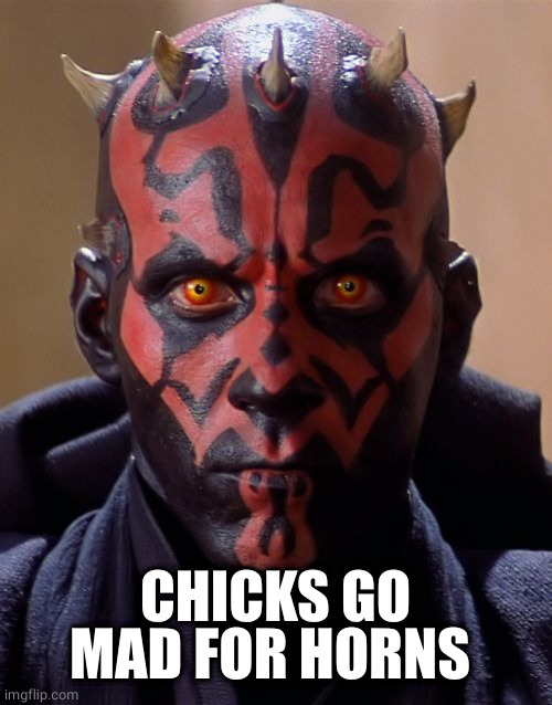 Darth Maul Meme | CHICKS GO MAD FOR HORNS | image tagged in memes,darth maul | made w/ Imgflip meme maker