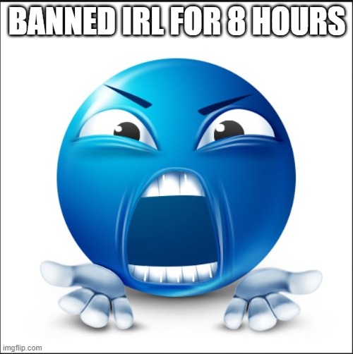Angry Blue Guy | BANNED IRL FOR 8 HOURS | image tagged in angry blue guy | made w/ Imgflip meme maker