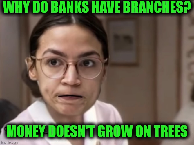 WHY DO BANKS HAVE BRANCHES? MONEY DOESN'T GROW ON TREES | made w/ Imgflip meme maker