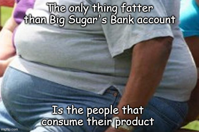 Sweet | The only thing fatter than Big Sugar's Bank account; Is the people that consume their product | image tagged in big sugar | made w/ Imgflip meme maker