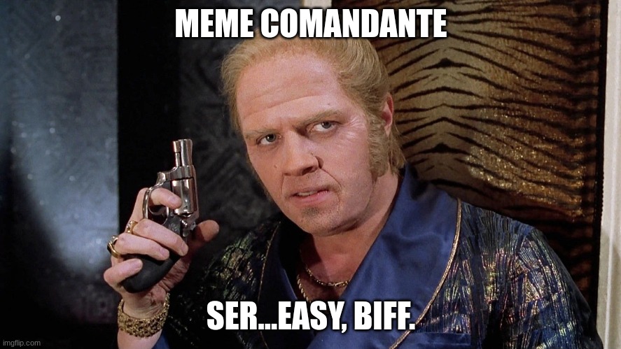 Douglas Houser MP | MEME COMANDANTE; SER...EASY, BIFF. | image tagged in easy biff | made w/ Imgflip meme maker