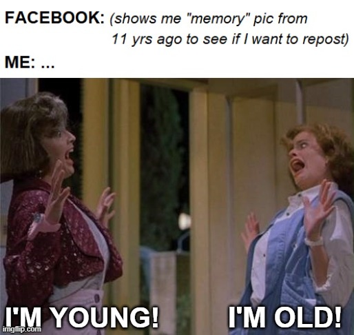 I'M OLD! I'M YOUNG! | image tagged in back to the future | made w/ Imgflip meme maker