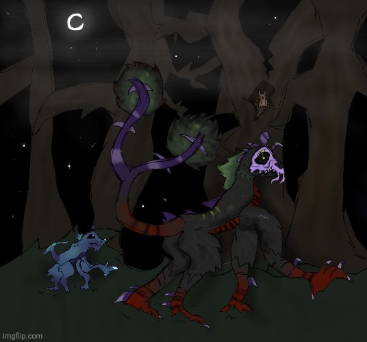 "Like Father like Son", A slightly collaborated drawing of 2 custom species ocs. | made w/ Imgflip meme maker
