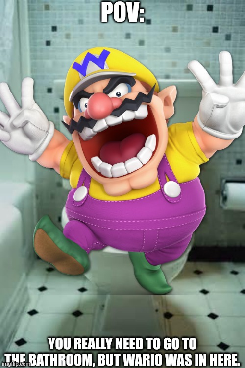 Wario dies roleplay #1 | POV:; YOU REALLY NEED TO GO TO THE BATHROOM, BUT WARIO WAS IN HERE. | image tagged in wario dies,wario,toilet,roleplaying | made w/ Imgflip meme maker