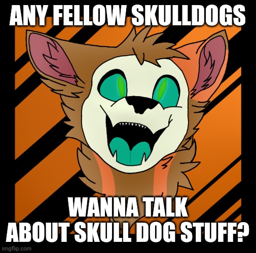 Art by me, I wanna chat with some other skulldogs | ANY FELLOW SKULLDOGS; WANNA TALK ABOUT SKULL DOG STUFF? | image tagged in skull,dog,talking,art | made w/ Imgflip meme maker