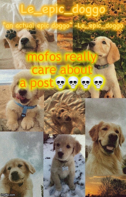 Doggo temp by doggo. Wait what that’s confusing | mofos really care about a post💀💀💀💀 | image tagged in doggo temp by doggo wait what that s confusing | made w/ Imgflip meme maker