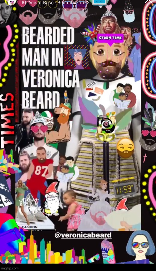 Veronica Beard Kollage | image tagged in fashion,veronica beard,bearded man,collage,cinderella,brian einersen | made w/ Imgflip meme maker