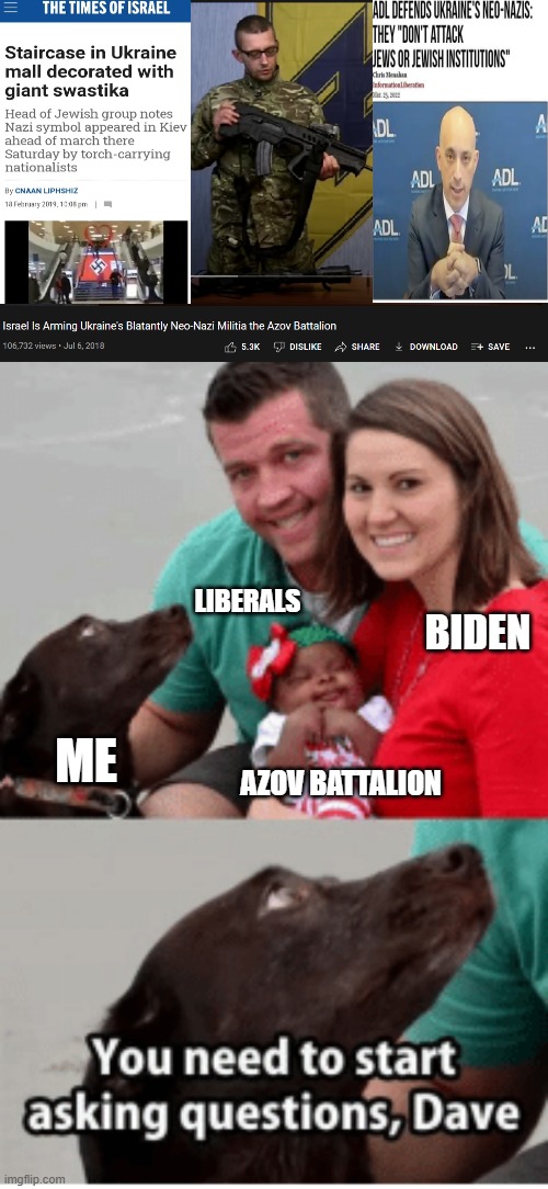 It's time 4 some tough love, Jews/Biden libs/Neocons.  Ask ?'s. Even if u get censored, harassed by Mossad, or called a Vladnik. | LIBERALS; BIDEN; AZOV BATTALION; ME | made w/ Imgflip meme maker