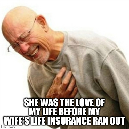 Right In The Childhood Meme | SHE WAS THE LOVE OF MY LIFE BEFORE MY WIFE'S LIFE INSURANCE RAN OUT | image tagged in memes,right in the childhood | made w/ Imgflip meme maker