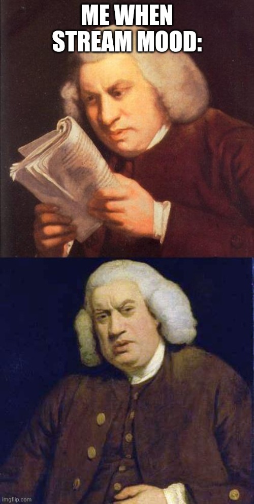 Dafuq did I just read | ME WHEN STREAM MOOD: | image tagged in dafuq did i just read | made w/ Imgflip meme maker