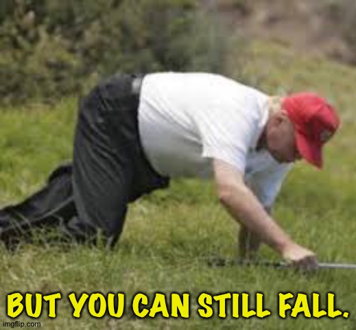trump fallen can't get up | BUT YOU CAN STILL FALL. | image tagged in trump fallen can't get up | made w/ Imgflip meme maker