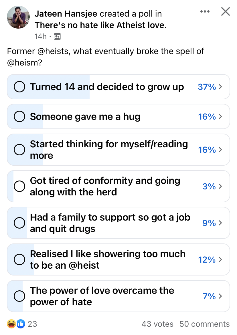 High Quality Former @theist poll Blank Meme Template