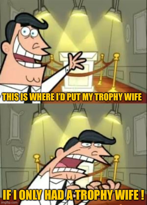 This Is Where I'd Put My Trophy If I Had One Meme | THIS IS WHERE I’D PUT MY TROPHY WIFE; IF I ONLY HAD A TROPHY WIFE ! | image tagged in memes,this is where i'd put my trophy if i had one | made w/ Imgflip meme maker