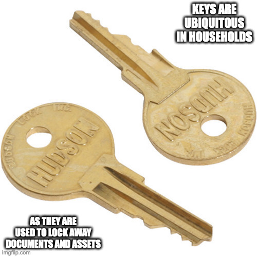 Keys | KEYS ARE UBIQUITOUS IN HOUSEHOLDS; AS THEY ARE USED TO LOCK AWAY DOCUMENTS AND ASSETS | image tagged in keys,memes | made w/ Imgflip meme maker