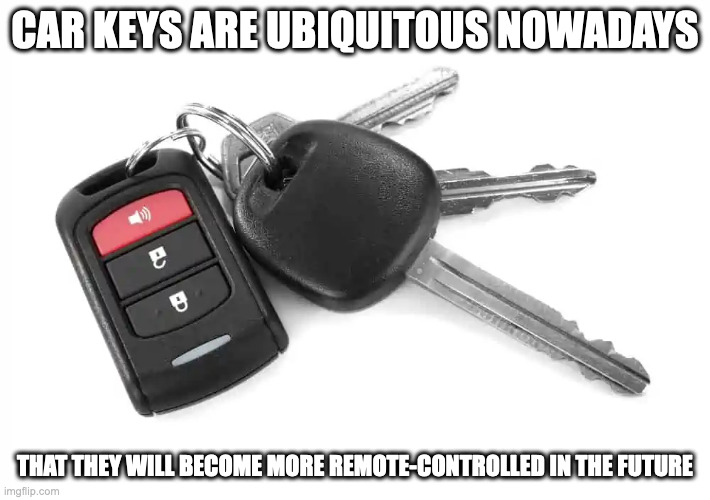 Car Keys | CAR KEYS ARE UBIQUITOUS NOWADAYS; THAT THEY WILL BECOME MORE REMOTE-CONTROLLED IN THE FUTURE | image tagged in keys,cars,memes | made w/ Imgflip meme maker