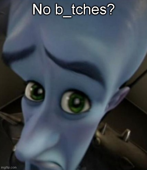 No b_tches? | image tagged in sad megamind | made w/ Imgflip meme maker