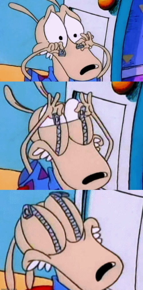 Rocko zips his eyes Blank Meme Template