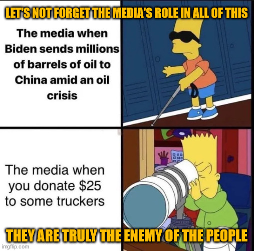 Media is the enemy of the American people... | LET'S NOT FORGET THE MEDIA'S ROLE IN ALL OF THIS; THEY ARE TRULY THE ENEMY OF THE PEOPLE | image tagged in mainstream media | made w/ Imgflip meme maker