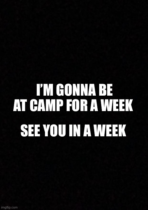 Blank  | I’M GONNA BE AT CAMP FOR A WEEK; SEE YOU IN A WEEK | image tagged in blank | made w/ Imgflip meme maker
