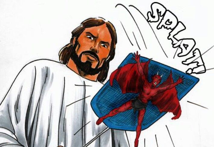 Jesus swats Satan Blank Meme Template