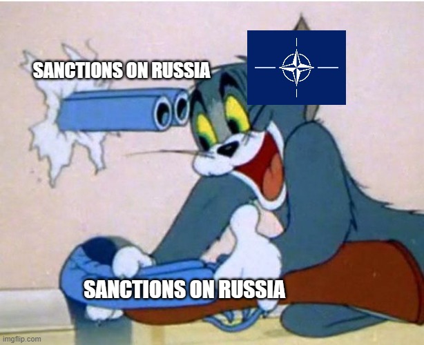The Ruble is the best performing currency of the year | SANCTIONS ON RUSSIA; SANCTIONS ON RUSSIA | image tagged in tom and jerry,russia | made w/ Imgflip meme maker