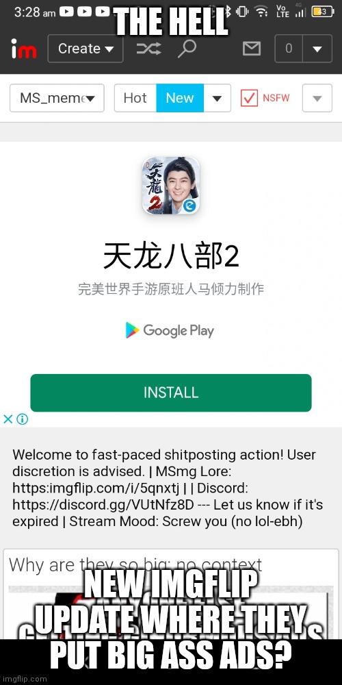 THE HELL; NEW IMGFLIP UPDATE WHERE THEY PUT BIG ASS ADS? | made w/ Imgflip meme maker