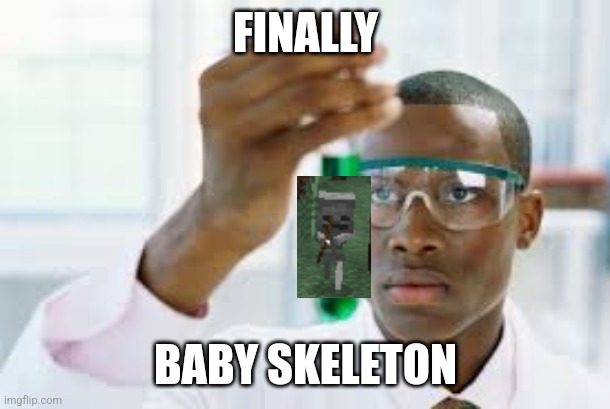 Oh god | FINALLY; BABY SKELETON | image tagged in finally,funny,memes,funny memes,gaming,minecraft | made w/ Imgflip meme maker