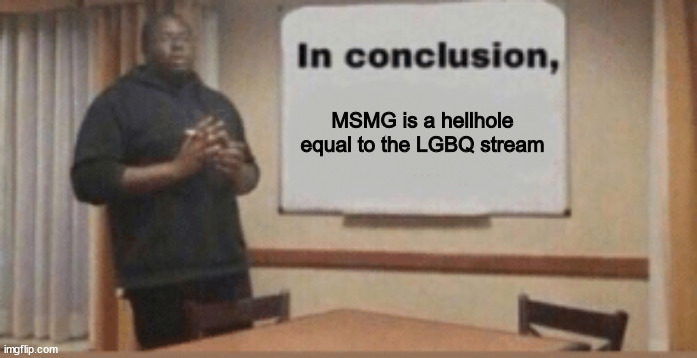 SLANDER???? | MSMG is a hellhole equal to the LGBQ stream | made w/ Imgflip meme maker