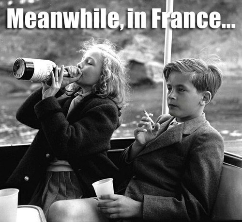 Meanwhile in France Kids Drinking Smoking Blank Meme Template