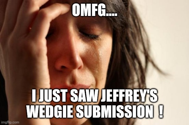 Have you seen it ? | OMFG.... I JUST SAW JEFFREY'S WEDGIE SUBMISSION  ! | image tagged in memes,first world problems,hot,skinny,wedgie,image | made w/ Imgflip meme maker